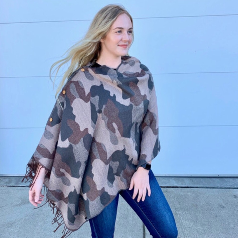 SOLD Camo Button Scarf